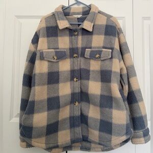 Aeropostale Plaid Button-Up Fleece Jacket